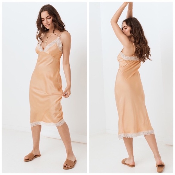 Spell Wild Love Silk Peach Slip Dress medium NWT - Picture 5 of 15